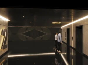 Sphere Elevator Atrium rendering