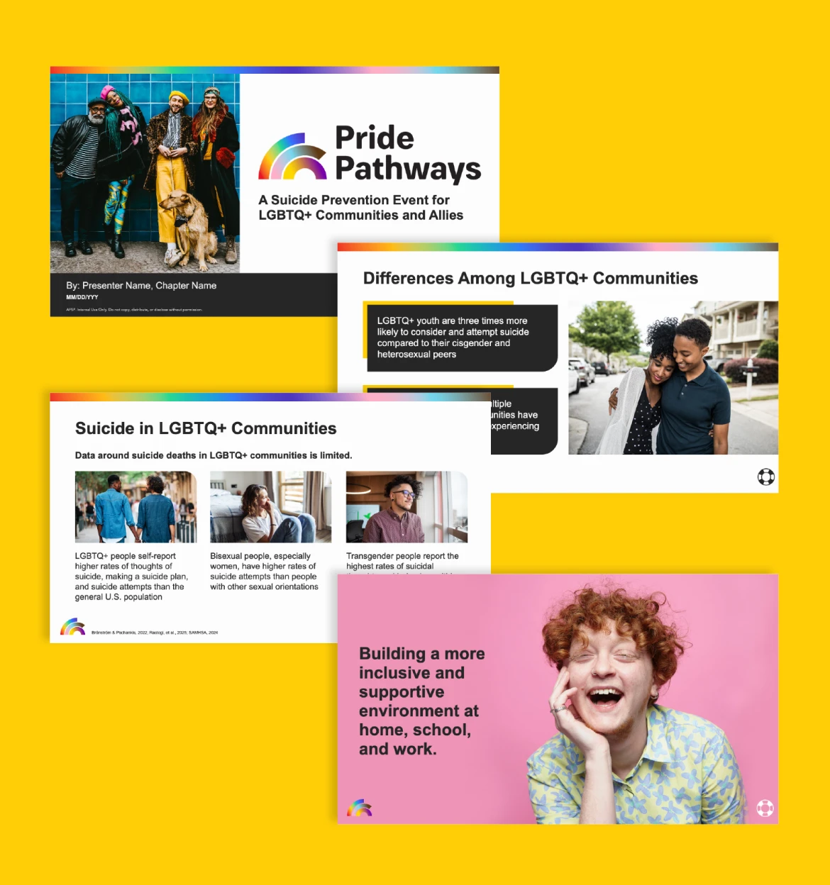 AFSP Pride Pathways mockups